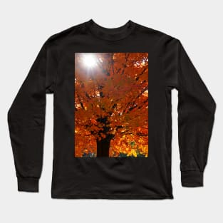 Vertical Autumn Orange Maple Tree Long Sleeve T-Shirt